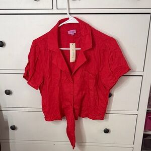 Miami Vibrant Red Button-Down Shirt